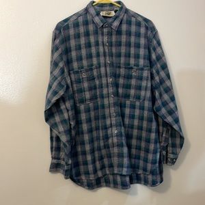 Field Gear large plaid flannel shirt green 100% cotton